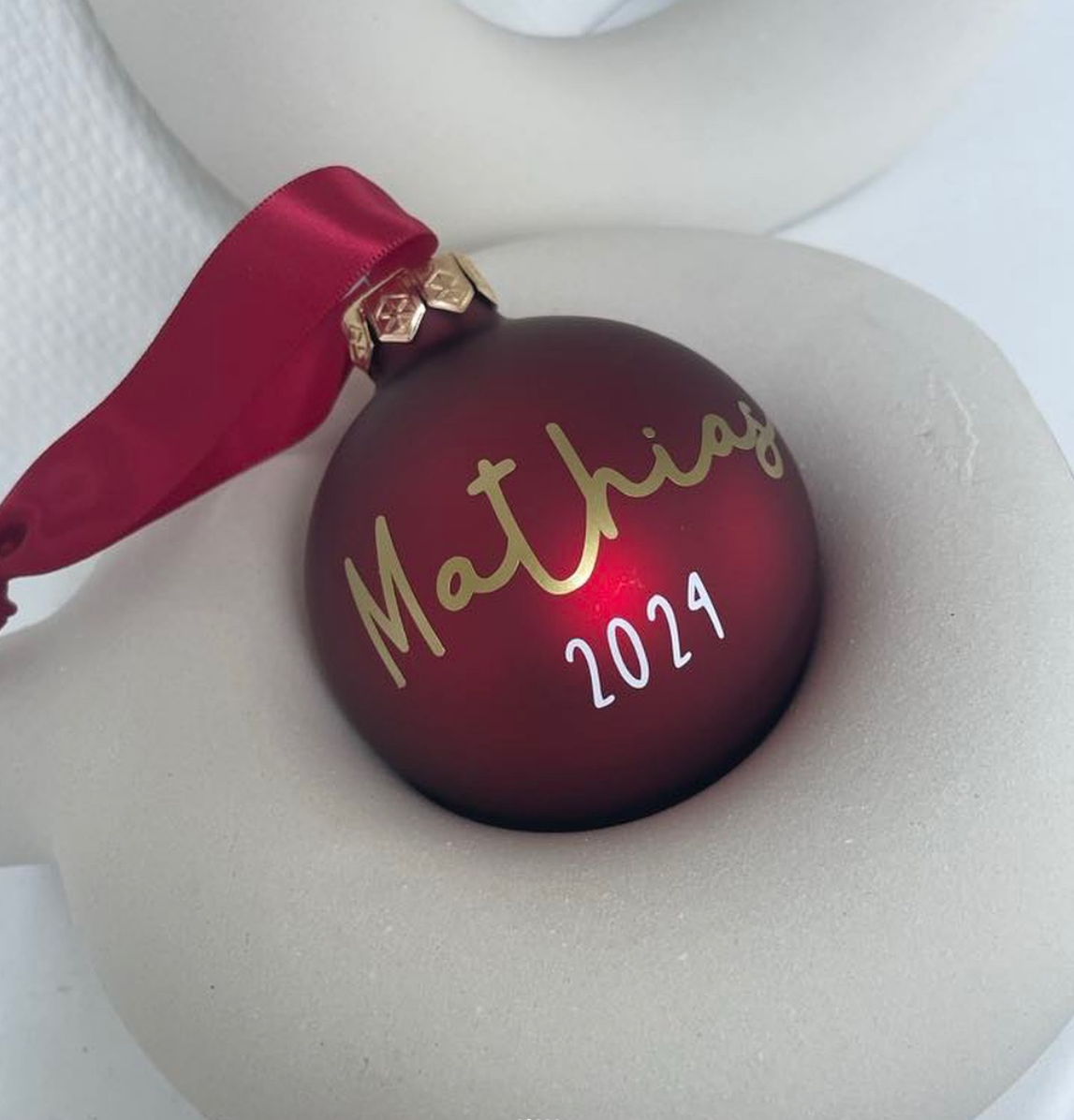 Julekugle m. Navn + Årstal