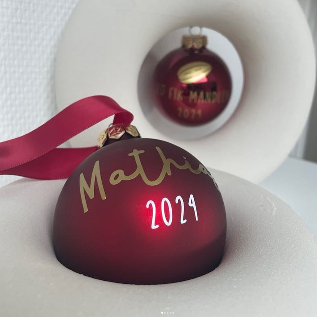 Julekugle m. Navn + Årstal